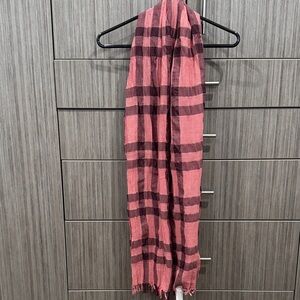 7 For All Mankind Red and Burgundy Plaid Scarf